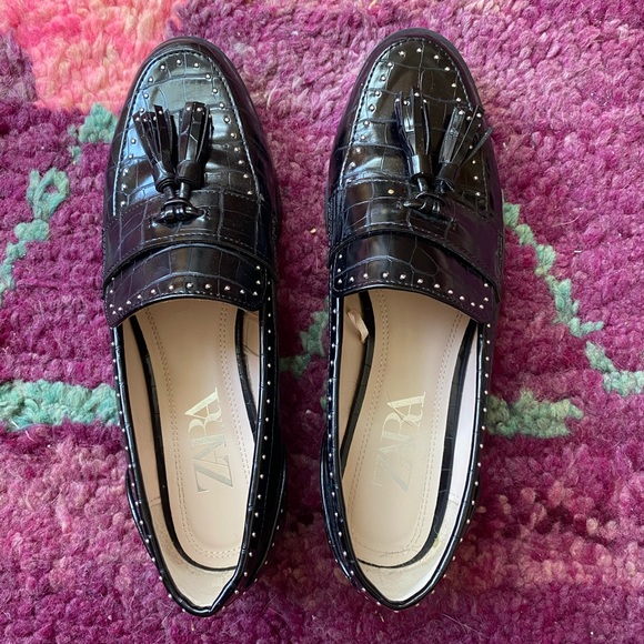 Zara Shoes - Black Studded Tassel Loafers Zara size 36 (6.5 US)